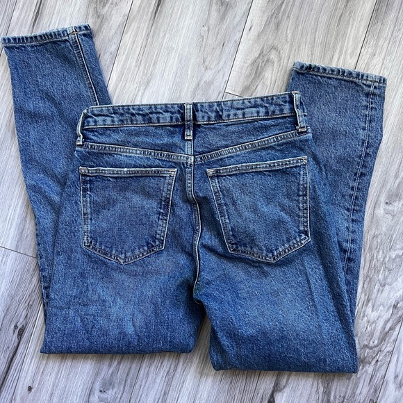 ZARA BLUE DENIM HIGH WAIST STRAIGHT ANKLE CROPPED JEANS Size US 6 - Picture 7 of 8